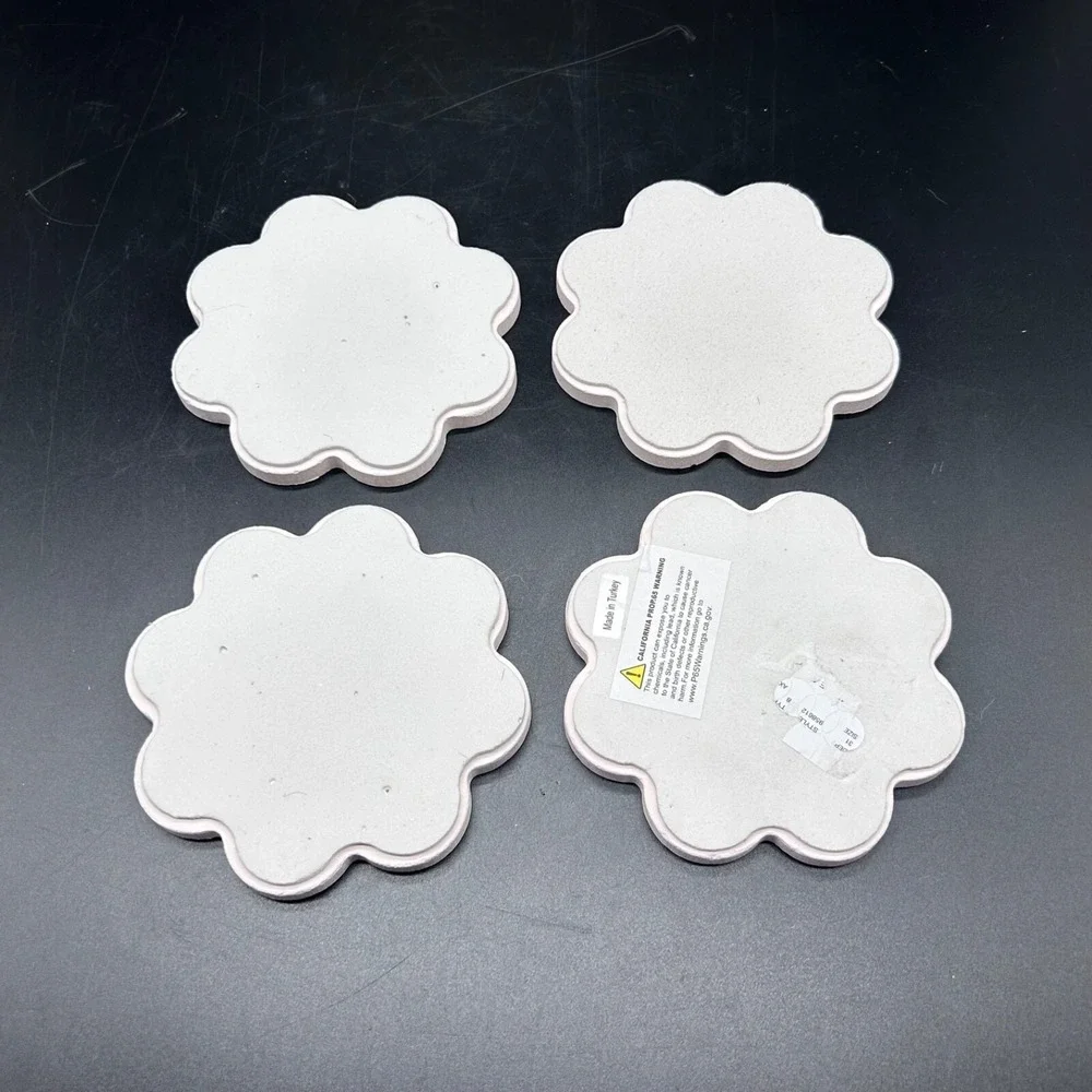 Set Of 4 Turkish Ceramic Coasters  Design Made In Turkey Blue White‎ Flower New